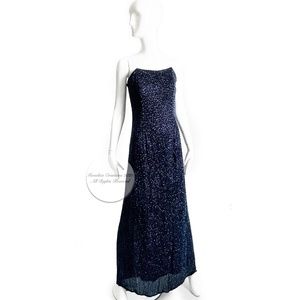 Marina by Marina Bresler Formal Dress Evening Gown Beaded Strapless Vintage 14